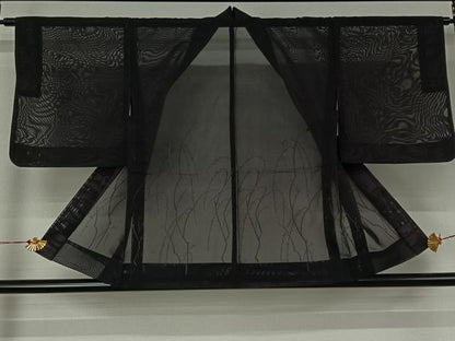 平和屋着物▽羽織　スリーシーズン　春夏秋　塵除け　黒地　正絹　逸品　AABJ6094jh
