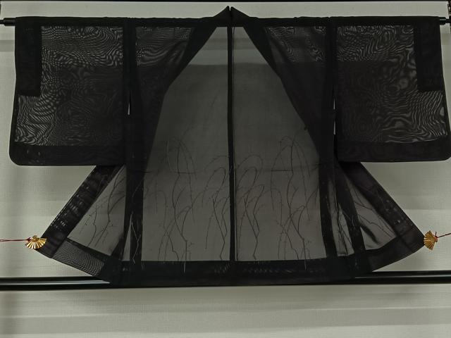 平和屋着物▽羽織　スリーシーズン　春夏秋　塵除け　黒地　正絹　逸品　AABJ6094jh