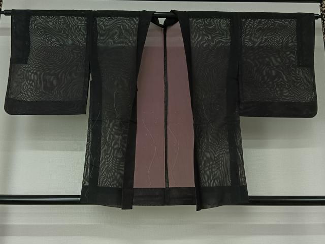 平和屋着物▽羽織　スリーシーズン　春夏秋　塵除け　黒地　正絹　逸品　AABJ6094jh