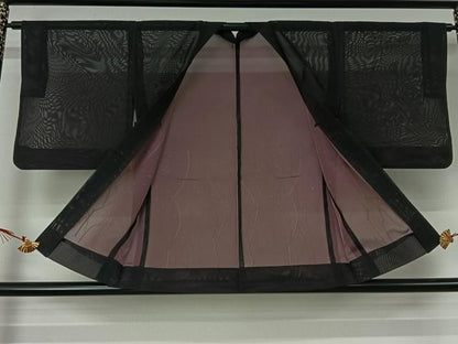 平和屋着物▽羽織　スリーシーズン　春夏秋　塵除け　黒地　正絹　逸品　AABJ6094jh