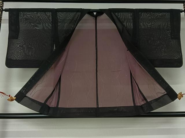 平和屋着物▽羽織　スリーシーズン　春夏秋　塵除け　黒地　正絹　逸品　AABJ6094jh