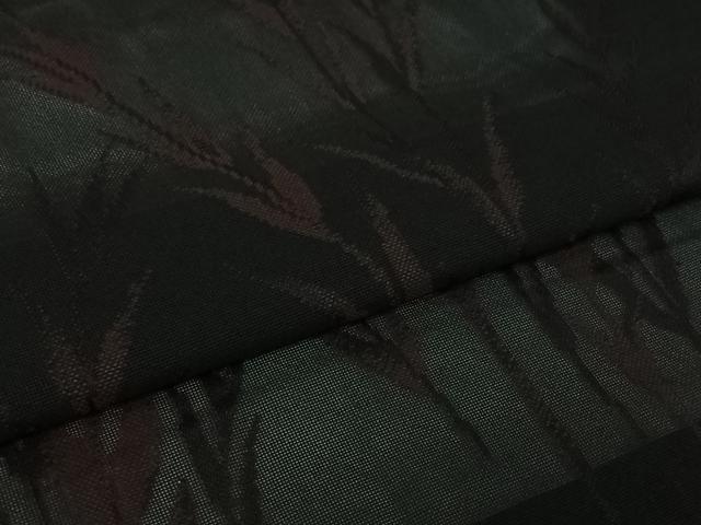 平和屋着物▽羽織　スリーシーズン　春夏秋　塵除け　草葉文　黒地　正絹　逸品　AABJ6095jh