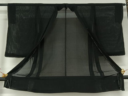 平和屋着物▽羽織　スリーシーズン　春夏秋　塵除け　黒地　正絹　逸品　AABJ6096jh