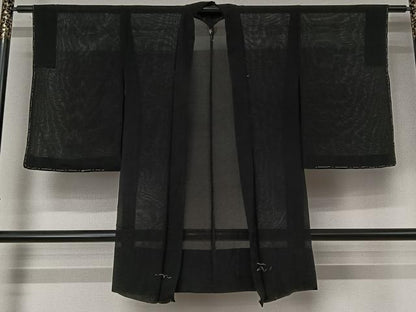 平和屋着物▽羽織　スリーシーズン　春夏秋　塵除け　黒地　正絹　逸品　AABJ6096jh