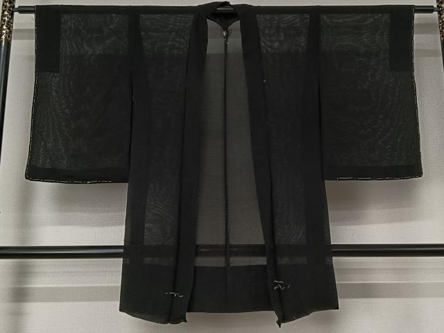 平和屋着物▽羽織　スリーシーズン　春夏秋　塵除け　黒地　正絹　逸品　AABJ6096jh