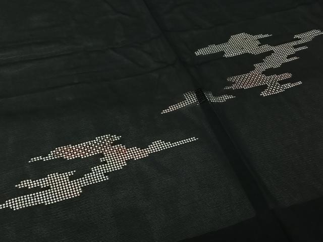 平和屋着物▽羽織　スリーシーズン　春夏秋　塵除け　霞文　黒地　正絹　逸品　AABJ6097jh