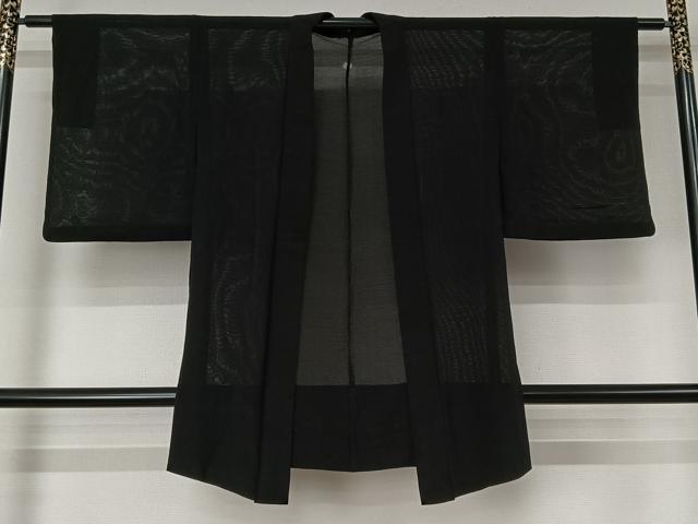 平和屋着物▽羽織　スリーシーズン　春夏秋　塵除け　黒地　正絹　逸品　AABJ6098jh
