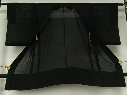 平和屋着物▽羽織　スリーシーズン　春夏秋　塵除け　黒地　正絹　逸品　AABJ6098jh