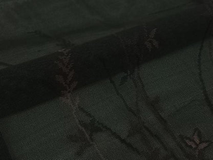 平和屋着物▽羽織　スリーシーズン　春夏秋　塵除け　草花文　黒地　正絹　逸品　AABJ6102jh