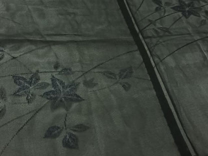 平和屋着物▽羽織　スリーシーズン　春夏秋　塵除け　草花文　黒地　正絹　逸品　未使用　AABJ6103jh
