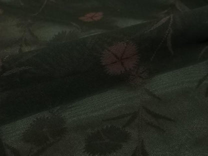 平和屋着物▽羽織　スリーシーズン　春夏秋　塵除け　草花文　黒地　正絹　逸品　AABJ6106jh