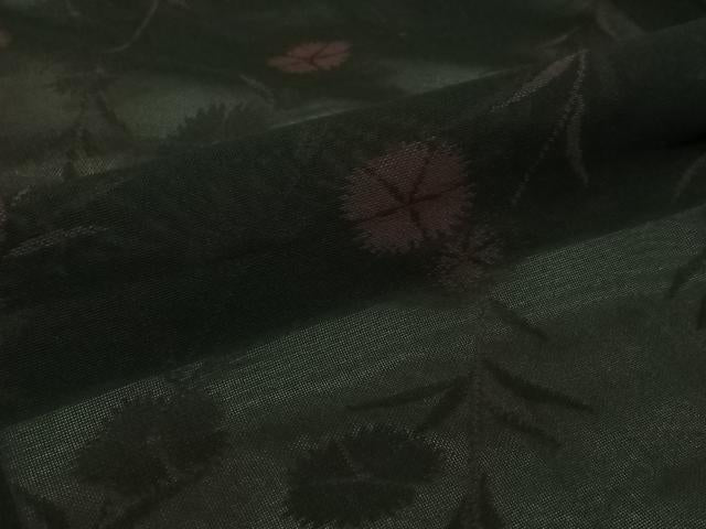 平和屋着物▽羽織　スリーシーズン　春夏秋　塵除け　草花文　黒地　正絹　逸品　AABJ6106jh