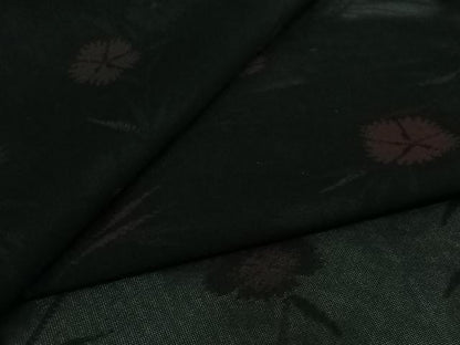 平和屋着物▽羽織　スリーシーズン　春夏秋　塵除け　草花文　黒地　正絹　逸品　AABJ6106jh
