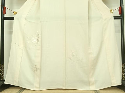 平和屋着物▽訪問着　単衣　総刺繍　流水花文　舟　正絹　逸品　AABJ6111jh