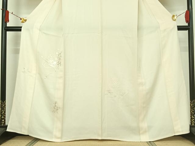平和屋着物▽訪問着　単衣　総刺繍　流水花文　舟　正絹　逸品　AABJ6111jh