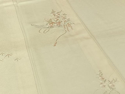 平和屋着物▽訪問着　単衣　総刺繍　流水花文　舟　正絹　逸品　AABJ6111jh
