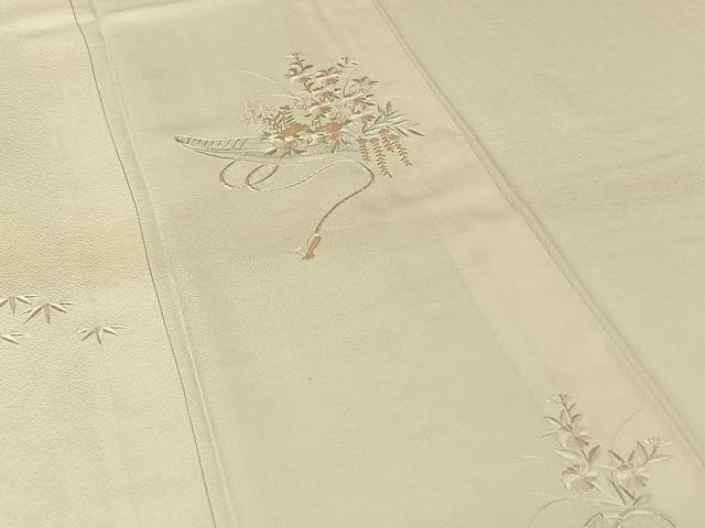 平和屋着物▽訪問着　単衣　総刺繍　流水花文　舟　正絹　逸品　AABJ6111jh
