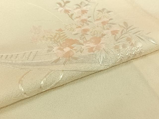 平和屋着物▽訪問着　単衣　総刺繍　流水花文　舟　正絹　逸品　AABJ6111jh