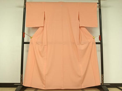 平和屋着物▽色無地　単衣　赤香色　洗える着物　AABJ6112jh
