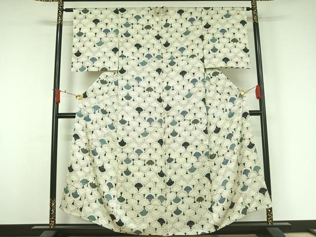 平和屋着物▽上質な小紋　単衣　花尽くし文　正絹　逸品　AABJ6113jh