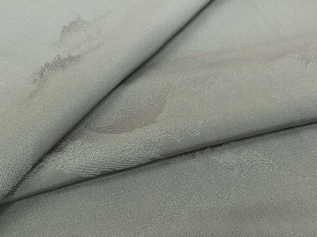 平和屋着物▽上質な色無地　単衣　霞地紋　桔梗鼠色　正絹　逸品　AABJ6114jh