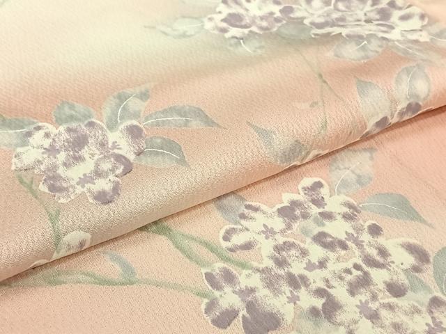 平和屋着物▽上質な小紋　単衣　草花文　暈し染め　正絹　逸品　AABJ6115jh