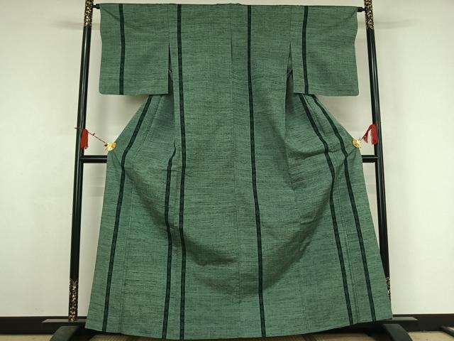 平和屋着物▽結城紬　単衣　80亀甲　幾何学文様　正絹　逸品　AABJ6118jh