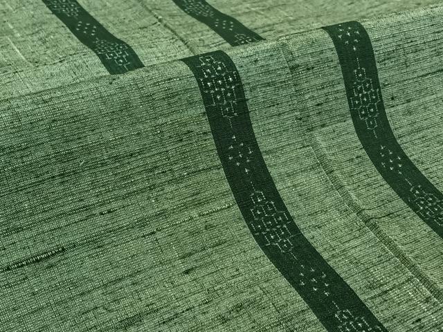 平和屋着物▽結城紬　単衣　80亀甲　幾何学文様　正絹　逸品　AABJ6118jh