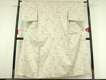 平和屋着物▽上質な紬　単衣　霞文　正絹　逸品　AABJ6119jh