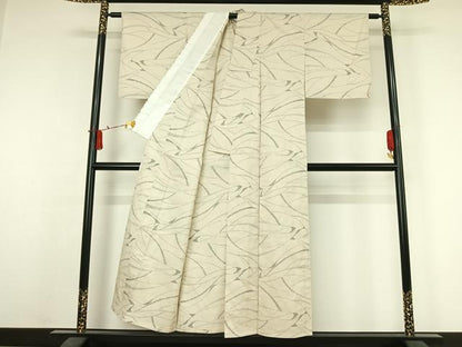 平和屋着物▽上質な紬　単衣　霞文　正絹　逸品　AABJ6119jh