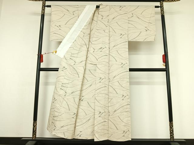 平和屋着物▽上質な紬　単衣　霞文　正絹　逸品　AABJ6119jh