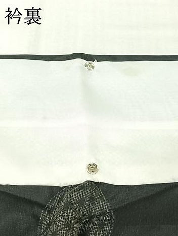平和屋着物▽小紋　単衣　麻の葉丸文　黒地　洗える着物　AABJ6120jh