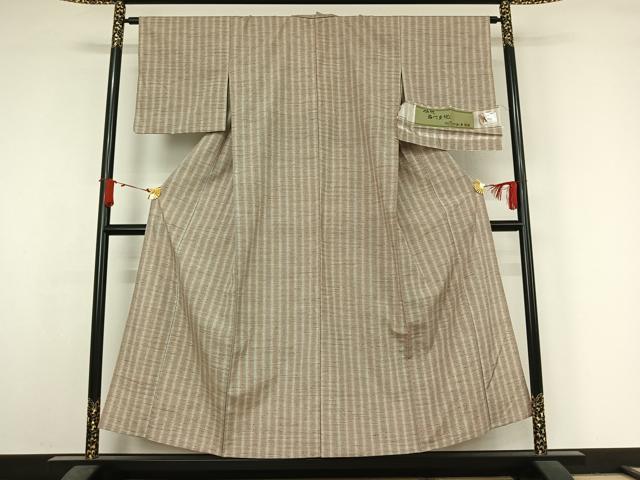 平和屋着物▽ぜんまい紬　単衣　格子　白鷹ぜんまい糸　反端付き　正絹　逸品　AABJ6123jh