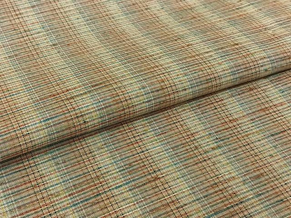 平和屋着物▽ぜんまい紬　単衣　格子　白鷹ぜんまい糸　反端付き　正絹　逸品　AABJ6123jh
