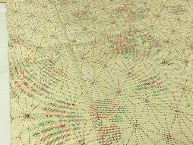平和屋着物▽上質な紬　単衣　麻の葉文様　正絹　逸品　AABJ6124jh