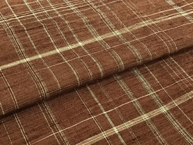 平和屋着物▽上質な紬　単衣　格子　正絹　逸品　AABJ6126jh