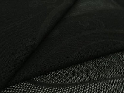 平和屋着物▽羽織　スリーシーズン　春夏秋　塵除け　立波文　黒地　正絹　逸品　AABJ6128jh