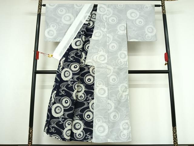 平和屋着物▽小紋　無双　絽袷　番傘　洗える着物　AABJ6130jh