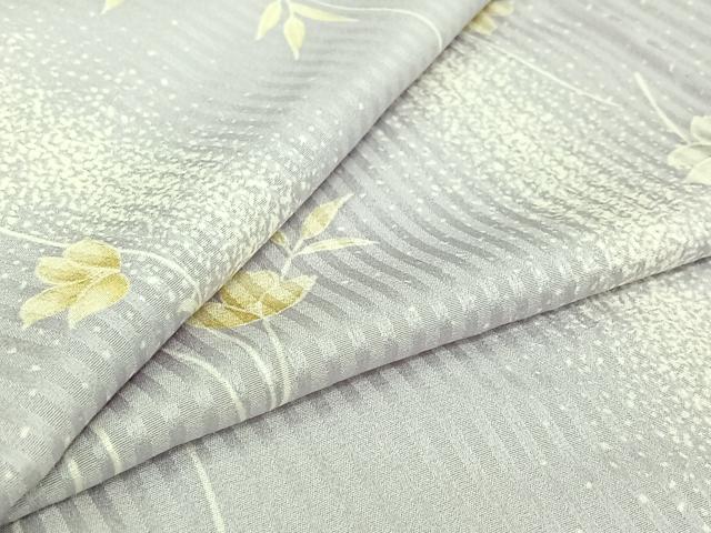平和屋着物▽上質な小紋　単衣　草花文　正絹　逸品　AABJ6134jh