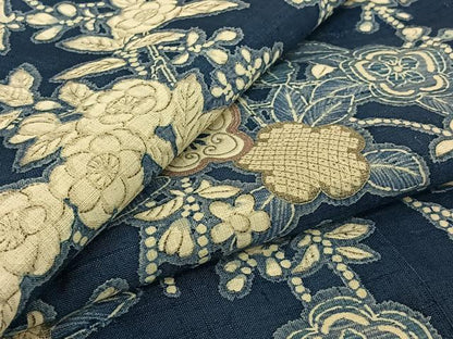 平和屋着物▽染織の名門　しょうざん　生紬　単衣　草花文　正絹　逸品　AABJ6136jh