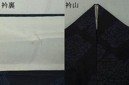 平和屋着物▽上質な紬　単衣　薔薇　正絹　逸品　AABJ6139jh