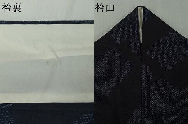 平和屋着物▽上質な紬　単衣　薔薇　正絹　逸品　AABJ6139jh