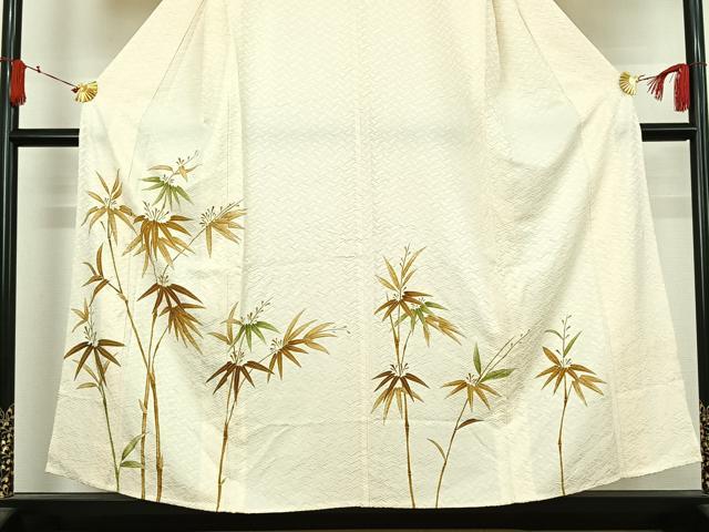 平和屋着物▽訪問着　単衣　笹竹文　金彩　正絹　逸品　AABJ6141jh
