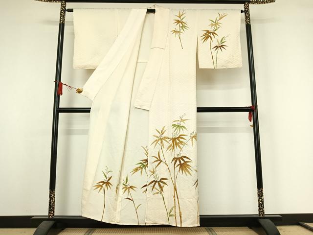 平和屋着物▽訪問着　単衣　笹竹文　金彩　正絹　逸品　AABJ6141jh