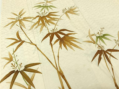 平和屋着物▽訪問着　単衣　笹竹文　金彩　正絹　逸品　AABJ6141jh