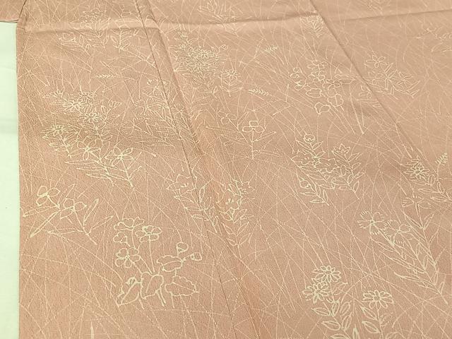 平和屋着物▽上質な小紋　単衣　お召地　草花文　正絹　逸品　AABJ6146jh
