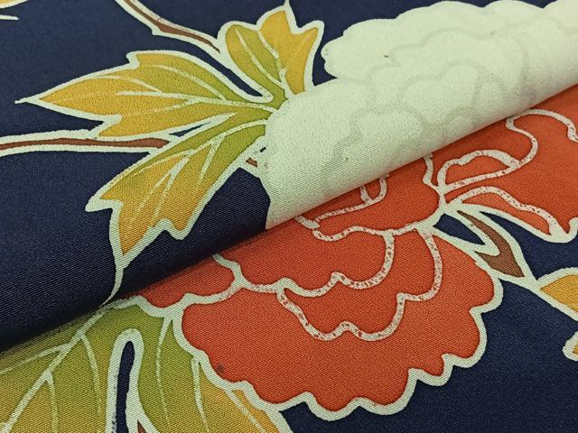 平和屋着物▽上質な小紋　単衣　枝花文　正絹　逸品　AABJ6152jh