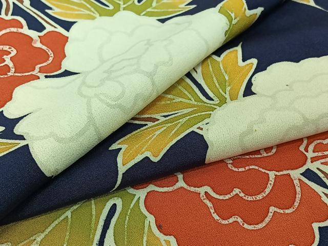 平和屋着物▽上質な小紋　単衣　枝花文　正絹　逸品　AABJ6152jh