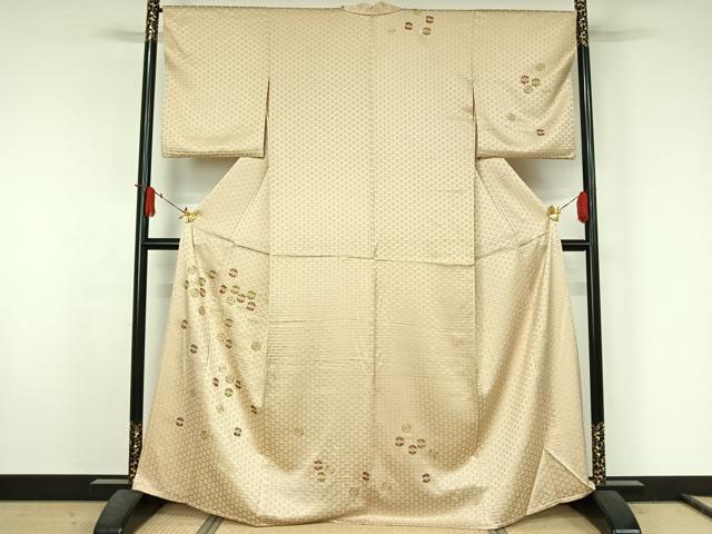 平和屋着物▽訪問着　単衣　総刺繍　舞花文　金糸　正絹　逸品　AABJ6156jh