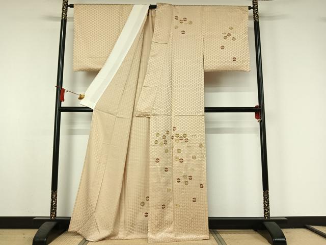 平和屋着物▽訪問着　単衣　総刺繍　舞花文　金糸　正絹　逸品　AABJ6156jh